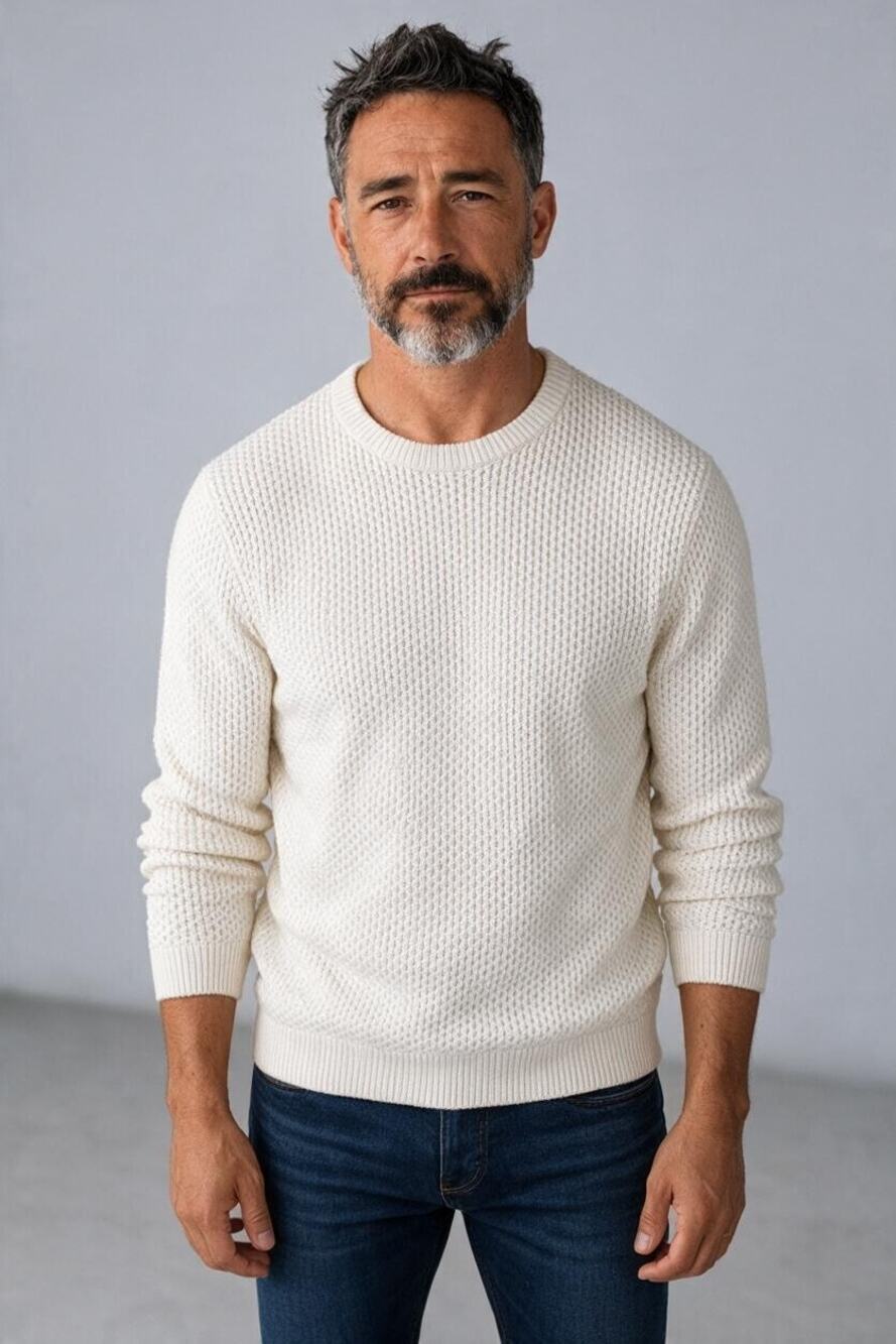 REISS Pilot Textured Crew Neck Jumper Sweater Size L NEW Cream Ecru $180